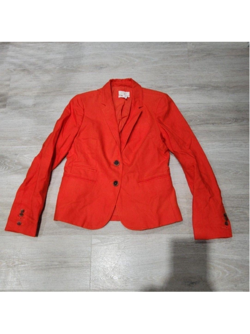 J.Crew Blazer Womens 6 Orange Linen Schoolboy Notch Lapel Lined Casual Office